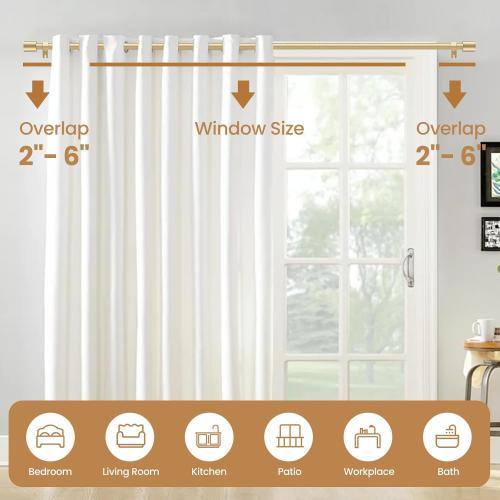Gold Curtain Rods for Windows 28-48 Inch,Adjustable 5/8 In Curtain Rod Gold