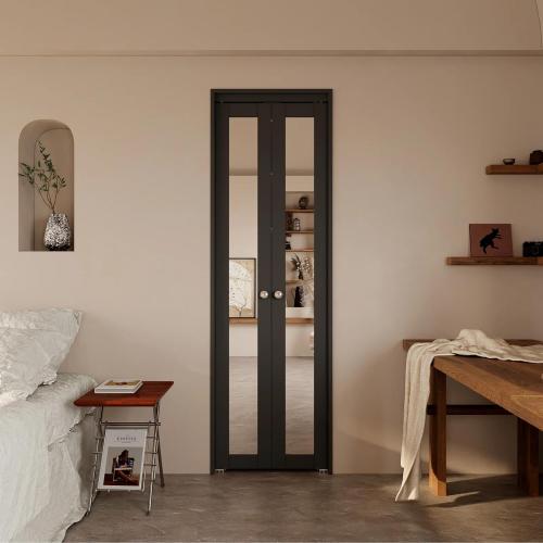 Pivot-French Or Bi-Fold Mirrored Door Solid Manufactured Wood with Installation Hardware Kit(Closet-Pantry) (See the picture for the size)