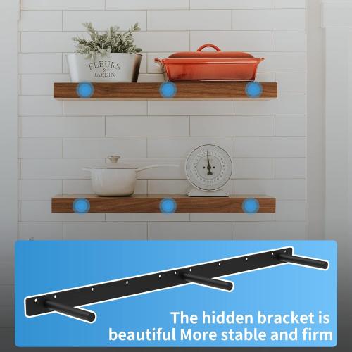 34 Inch Heavy Duty Blind Wall Mount Floating Shelf Bracket - Hidden Shelf Bracket with 150 LB Weight Capacity -3/4 Inch Solid Steel Support Rods