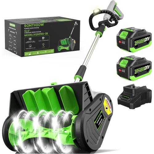 40V Brushless Cordless Snow Shovel, 13.5Inch Electric Snow Blower with 2X 4.0Ah Batteries & Quic Charger, Battery-Powered Snow Removal with 16.5FT Throw Distance for Patio, Deck, Driveway