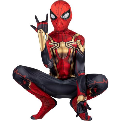 SIZE L/G....10-12....MARVEL Integrated Spider-Man Official Youth Deluxe Zentai Costume - Stretch Spandex with Hidden Zippers and Wrist Slits