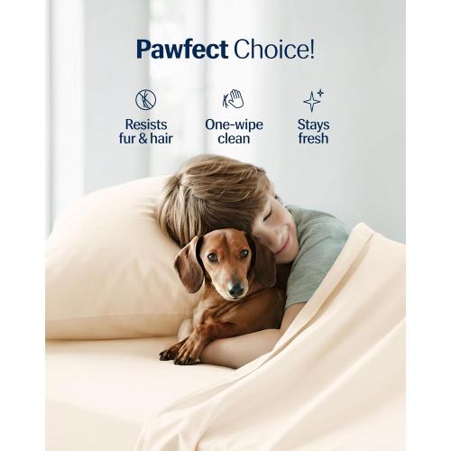 REST® Evercool®  Cooling Sheet Set, Cali King Size, ***Snow Ivory***, Breathable Bed Sheets for Hot Sleeper and Night Sweats, with Pillowcases, with Ionic  Self-Cleaning Silver Yarn for Sensitive Skin, 4PCS