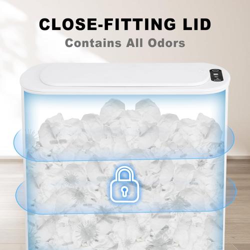 Cesun Motion Sensor Trash Can, 5 Gallon Automatic Bathroom Garbage Can with Lid, Touchless Smart Plastic Slim Wastebasket for Bathroom, Office, rv, Bedroom, Living Room, White