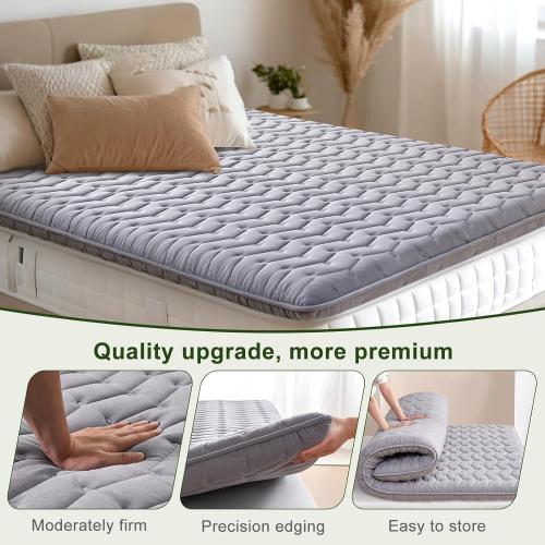 Premium Foam Queen Mattress Topper 3 Inch, Medium Firm Bed Pad for Supportive Sleep and Pressure Relief, Durable Foam Layer , Gray