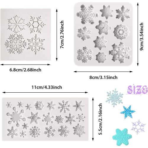 Patelai 6 Pcs 3D Snowflake Silicone Mold Christmas Snowflake Fondant Mold