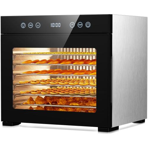 Food Dehydrator with Adjustable Timer & Temperature, 8 Stainless Steel Trays, 650W Powerful Machine, Quiet Operation Dehydrator for Jerky, Fruits, Herbs, Dog Treats