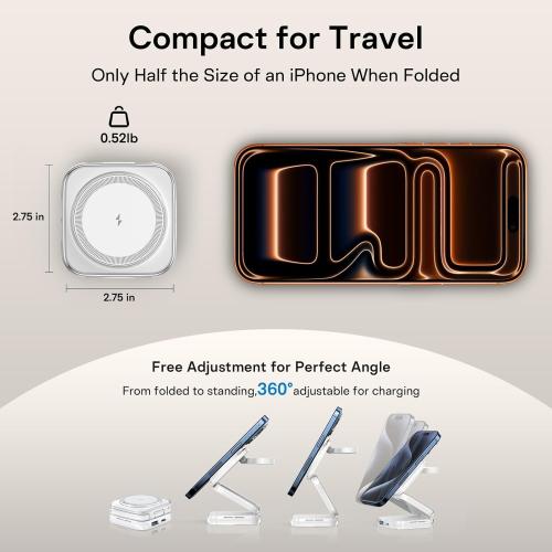 5-in-1 Wireless Charger for MagSafe, AC ISLAND Portable Travel Charging Station, 35W Max Fast Foldable Magnetic Stand, Evolved for iPhone 17-12 & Air Series, Apple Watch, AirPods (with 35W Adapter)