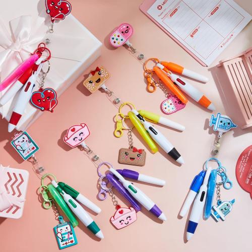 Henoyso 36 Pcs Nurse Badge Reel with Mini Highlighter Pens 2026 Cna Nursing Week Gifts Bulk Retractable Badge Clips Accessories for Cna Medical Nursing Staff Women (Classic)