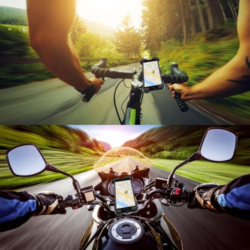Bike Phone Holder Mount, [Super Stable Metal] Motorcycle Phone Mount with Security Lock, Bicycle Phone Holder Handlebar with Soft Cushion & Adjustable Clip Compatible with 4.7''-6.8'' Phone