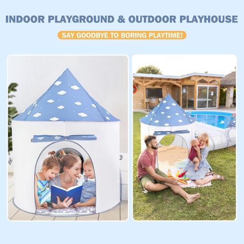 Dreamon 5 in 1 Kids Play Tent with Tunnel, Pop Up Play Tent with Ball Pits for Toddlers, Foldable Kids Tunnel with Carry Bag and Basketball Hoop, Toddler Tents Indoor & Outdoor