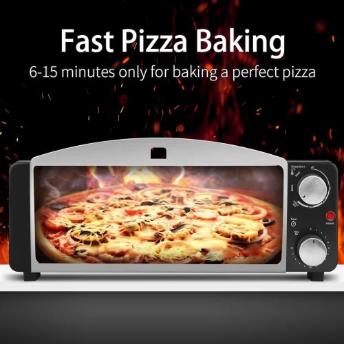 broken leg - need clean - Electric Pizza Oven Indoor Countertop Pizza Oven Commercial Pizza Maker Machine Bake 12 Pizzas in Minutes, 1200W Toaster Oven for Home with Timer, Removable Door