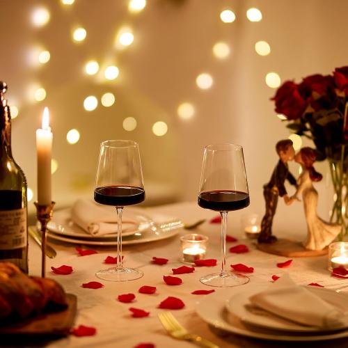 Crystal Wine Glasses Set of 6-13.5oz Clear Lead-Free Hand Blown Long Stem Square Red Wine Glasses with Gift Box for Christmas Wedding Birthday Party