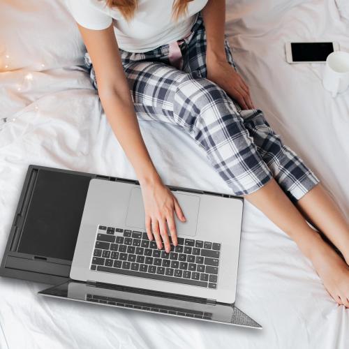 Laptop Lap Desk with Cushion - 9 Adjustable Angles, Fits Up to 15.6 inch Laptops, Built-in Mouse Pad, Phone and Pen Slots. Portable Writing Board for Bed, Sofa, and Work Table