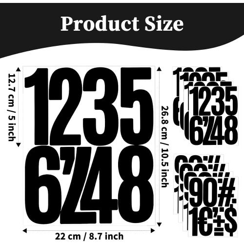 5 Inch Vinyl Number Stickers,Self-Adhesive Large Sticker - 8 Sheets Black