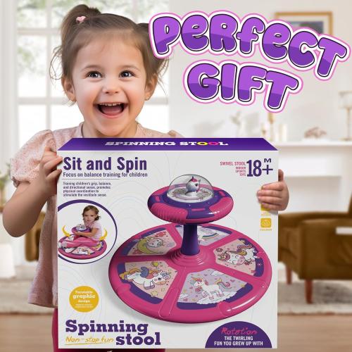 Flooyes Unicorn Sit and Spin Toys for Toddlers Girls 2 Years Old, Christmas Birthday Gifts for 1 2 3 4, with LED and Music, 360° Spin
