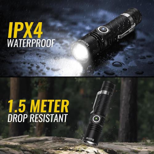 Rechargeable Tactical Flashlights, High Lumens Small Mini USB-C LED Flashlight, Compact EDC Flash Light, 4 Modes&Memory Function, Waterproof Pocket Lights for Home,Camping,Emergency,Christmas Gifts