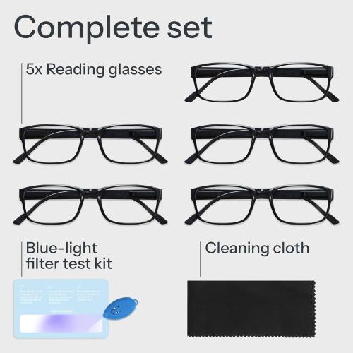 Gaoye Professional Reading Glasses for All Day - Computer Readers with Blue Light Protection - Value Pack
