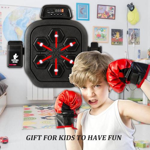Smart Music Boxing Machine, Bluetooth Boxing Punching Game, Musical Workout Equipment, Wall Mount Home Trainning Boxing Target for Adult Kids with Storages, Gloves, Wristband