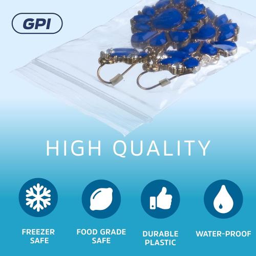 GPI - 1000 Count, 2 x 3 Clear Plastic Resealable Zip Bags, Bulk 2 Mil, Strong & Durable Poly Baggies with Resealable Zip Top Lock for Travel, Storage, Packaging & Shipping