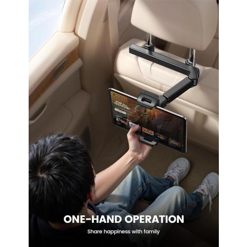 Lamicall Car Headrest Tablet Holder - [3 in 1 Extension Arm] Adjustable Tablet Car Mount for Back Seat, Gifts Road Trip Essentials for Kids, for 4.7-11 Device Like iPad Pro, Air, Mini, Galaxy, Fire