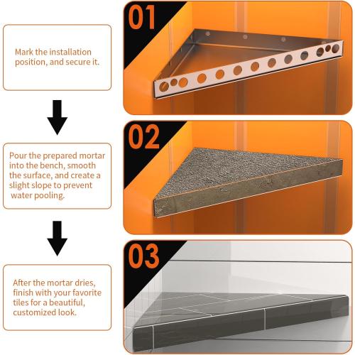Floating Corner Shower Bench Kit-Customizable Appearance Corner Bench Seatin (17x17x24)