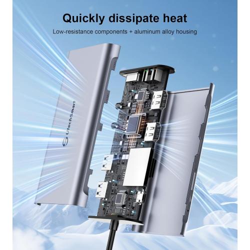 UtechSmart USB Docking Station, 11 IN 1 USB C Dock Triple Display, USB 3.0 Laptop Docking Station with Dual HDMI, VGA, PD, Ethernet, SD/TF, USB 3.0, Mic/Audio, Compatible for MacBook M1 Dell HP Lenovo