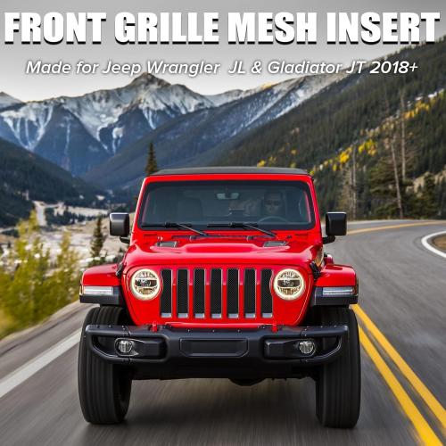 moveland Grille Insert for Jeep Wrangler JL & Gladiator JT 2018-2026 | American Flag Design, Heavy-Duty Aluminum Alloy, Corrosion-Resistant, No-Drill Install, Protects Against Debris/Rocks/Bugs