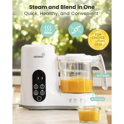 Grownsy Baby Food Maker, Steamer & Blender Baby Food Processor, White