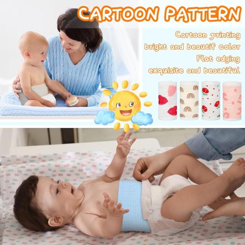 Vabean 8 Pcs Baby Infant Umbilical Cord Comfort Adjustable Cotton Belly Band for Protection, Baby Gifts for 0 To12 Months (Cute)