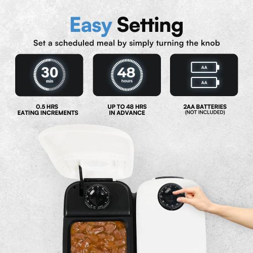 PAWISE Automatic Pet Feeder for Cats and Dogs,Dog Automatic Feeders with Timer, Automatic Cat Feeders with Ice Pack (2 Meal-1)