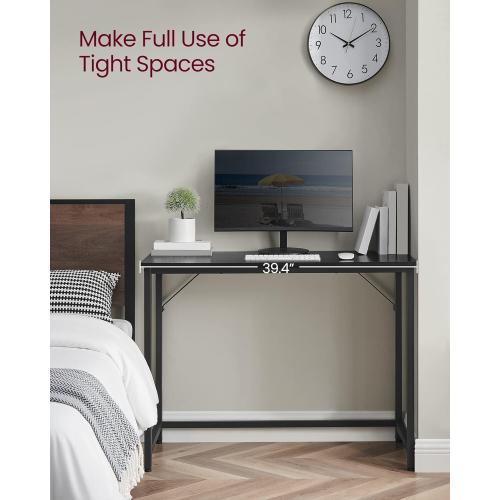 VASAGLE Computer Desk, Office Work Desk, 39.4 x 19.7 x 29.9 Inches, for Study, Bedroom, Home Office, Living Room, Ebony Black and Ink Black ULWD041B56