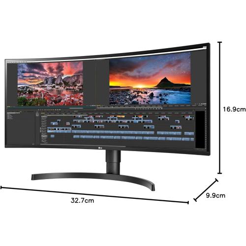 LG 34WN80C-B UltraWide Monitor 34” 21:9 Curved WQHD (3440 x 1440) IPS Display, USB Type-C (60W PD) , sRGB 99% Color Gamut, 3-Side Virtually Borderless Design, Tilt/Height Adjustable Stand - Black