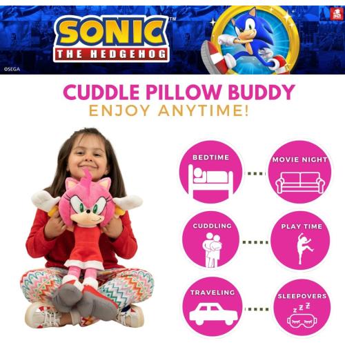 Sonic Amy Rose Girl Anime Kids Bedding Super Soft Plush Cuddle Pillow Buddy, One Size, (Officially Licensed Product) by Franco