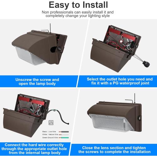 120W LED Wall Pack Lights Dusk to Dawn with Photocell, 15000 LM 5000K Super Bright Outdoor Wall Packs, Commercial IP65 Waterproof Outside Security Lighting (4 Pack)