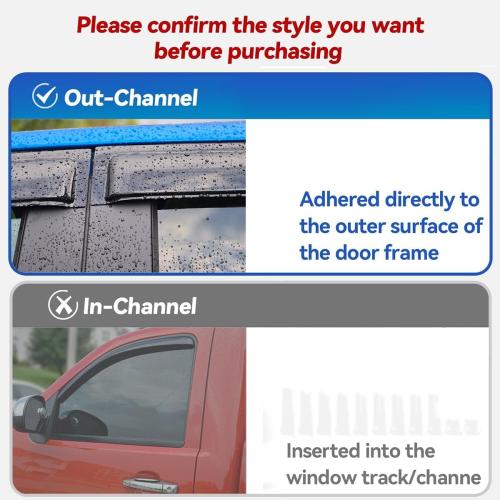 4 Pcs Deebior Side Wind Vent Deflector Set fit for 2008-2016 Chrysler Town & Country,2008-2020 Dodge Grand Caravan,4pcs Out-Channel Tape-On Nice Rain Guards, Dark Smoke Window Visors 94251