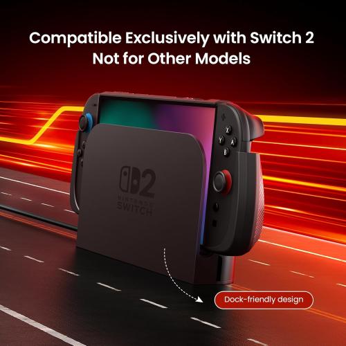 Dockable Case for Nintendo Switch 2 (2025)[7.9 inch] - TPU Grip Protective Cover for Switch New Gen 2025 Console & Joy-Con Controller Accessories - Black