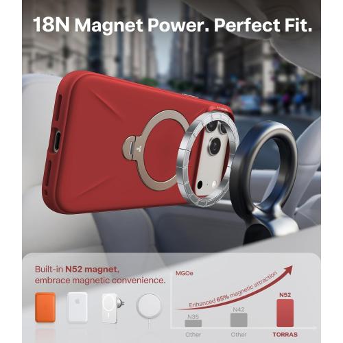 TORRAS Q3 Silicone for iPhone 17 Pro Max Case with Stand, Fit for MagSafe, Liquid Silicone Soft Cozy Grip, 360 Spin Magnetic Stand, Camera Control, Protective Case for iPhone 17 Pro Max Silicone, Red