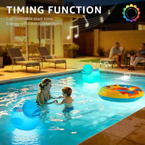 uuffoo Floating Pool Lights Speaker, LED Duck-Shaped Bluetooth Pool Speaker with Remote Control, IPX7 Waterproof Rechargeable Floating Speaker Light for Pool, Hot Tub, Patio and Outdoor Party