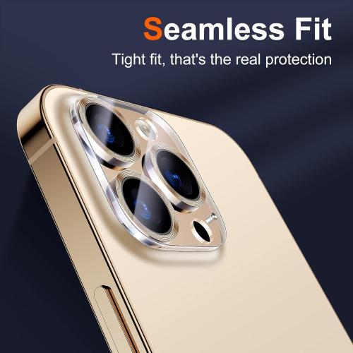 UniqueMe [ 3 Pack] Compatible with iPhone 12 Pro Max 6.7 Camera Lens Protector Tempered Glass,[Case Friendly][New version][Scratch-Resistant][Easy Installation] -Golden