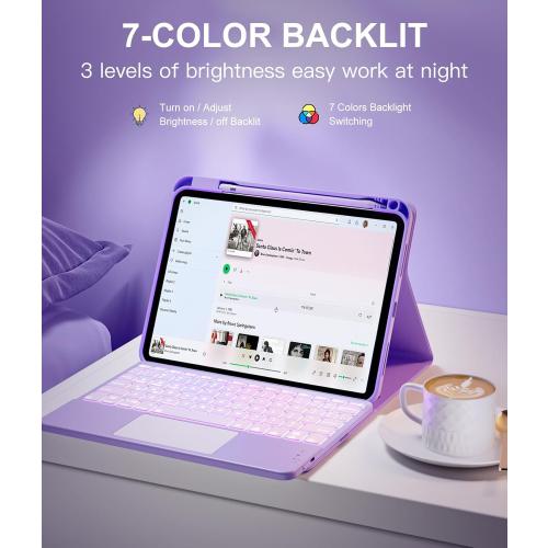 Harvopu for iPad A16 11th/10th Generation Case with Keyboard, Folio Cover