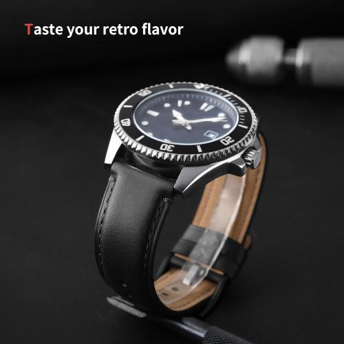 Fullmosa Leather Watch Bands for Men, 22mm 20mm 18mm Quick Release Watch Bands Strap - Burnished Band Vintage Wristband with Stainless Steel Metal Clasp