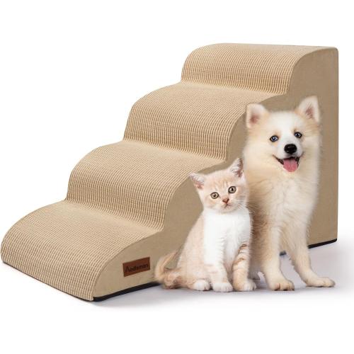 Aodisman Dog Steps for Bed or Couch,4-Step Pet Stairs Ramp for Small Dogs