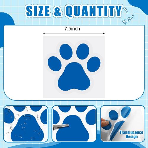 ReliThick 30 Pcs Large Paw Print Stickers Floor Decals, Blue