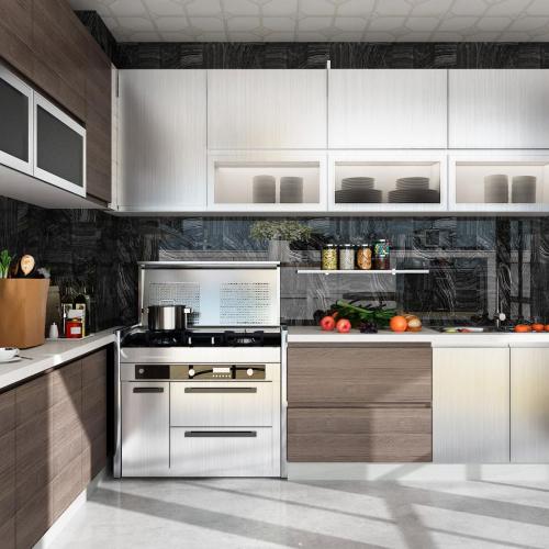 YENHOME Large Size 118x30 inch Brushed Silver Stainless Steel Contact Paper Removable Peel and Stick Wallpaper for Refrigerator Dishwasher Appliances Waterproof Stick on Backsplash Kitchen Wallpaper