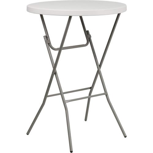 Flash Furniture Kathryn 2.63' Round Folding Bar Height Table for Parties and Commercial Events, Indoor/Outdoor Plastic Bar Height Folding Table, White