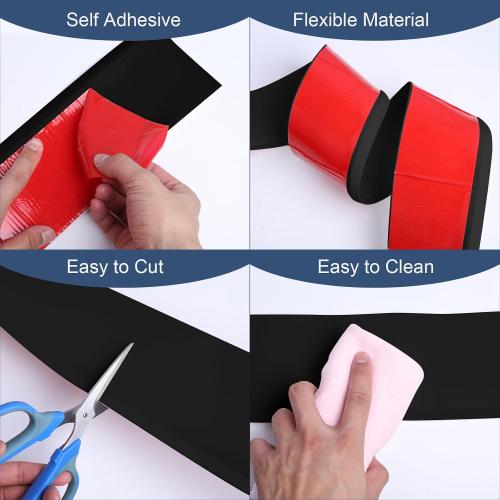 DGSL Flexible Baseboard Trim 4x147.6ft,Self Adhesive Vinyl Wall Base Black | Rubber Toe Design, Easy to Cut, Protects Walls, Creates a Clean Finish for Kitchens, Bathrooms, Bedrooms, Hallways & Offices