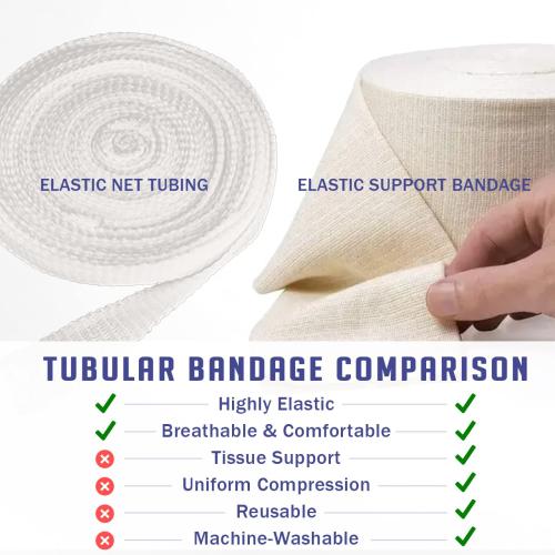 EVERLIT Elasticated Tubular Support Bandage | Stockinette Tubing for Large Arm, Knees, Legs | Light to Moderate Compression Bandage Roll For Tissue Support (Size F | 4 x 11 yd)