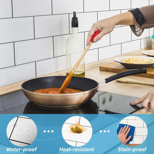 Art3d 102-Piece Peel and Stick Wall Tile for Kitchen Backsplash, Bathroom, Fireplace, 3in. × 6in. Stick on Subway Tile, Glossy White