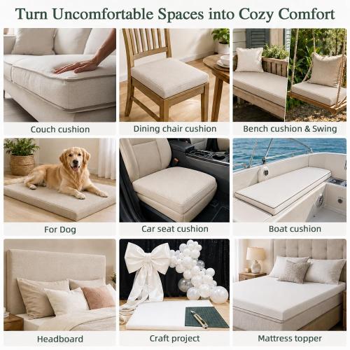 Upholstery Foam Cushion, 30ILD 1’’ H x24’’ W x72’’ L Foam Pad