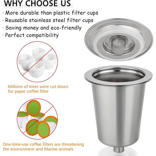 Reusable Stainless Steel Filter Cup for Cuisinart, Compatible with Cuisinart #SS-RFC HomeBarista Reusable Filter Cup (2 Pack)